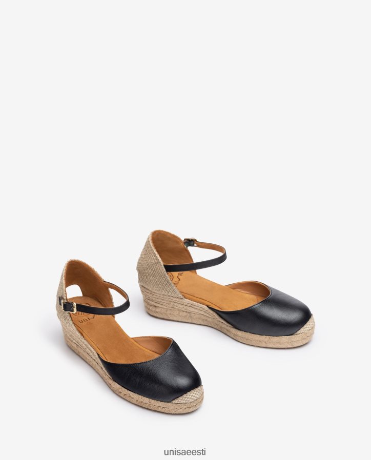 Unisa 88PPB4795 vamp-heel espadrill valmistatud nahast naised must