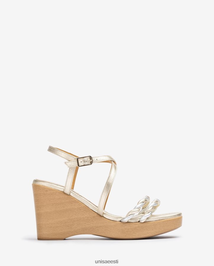 Unisa 88PPB4246 metallilise efektiga nahast kiilu sandaal naised kullast