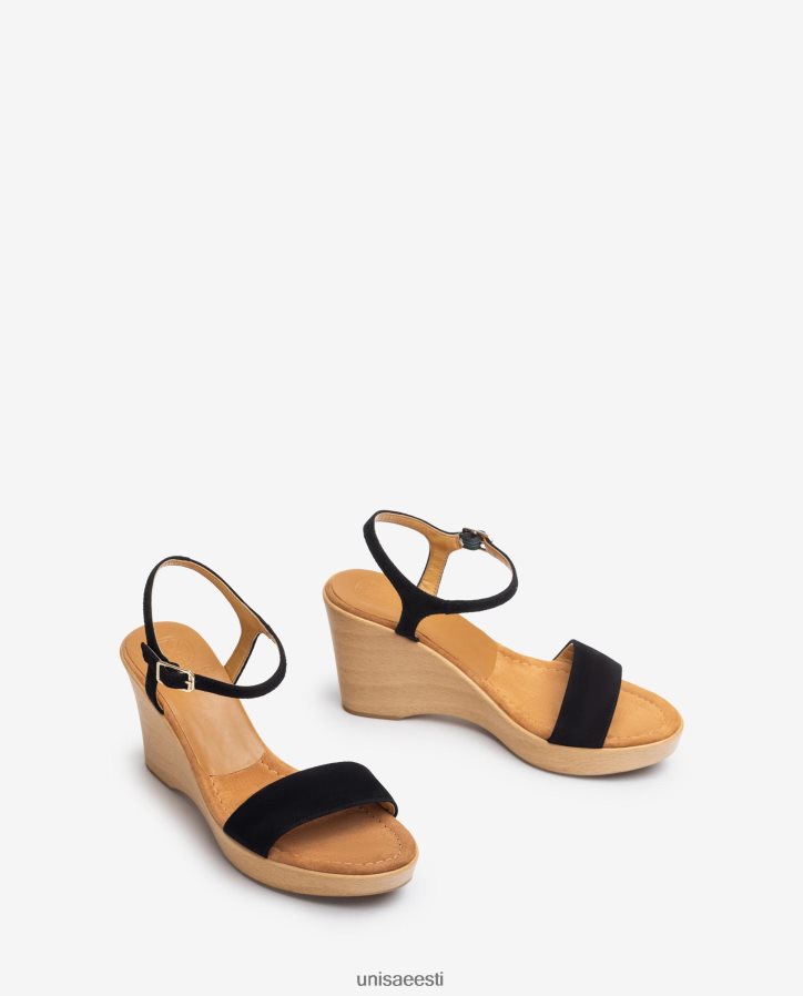 Unisa 88PPB4248 plokiga seemisnahast sandaal naised must