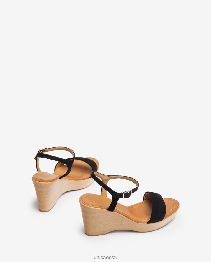 Unisa 88PPB4248 plokiga seemisnahast sandaal naised must