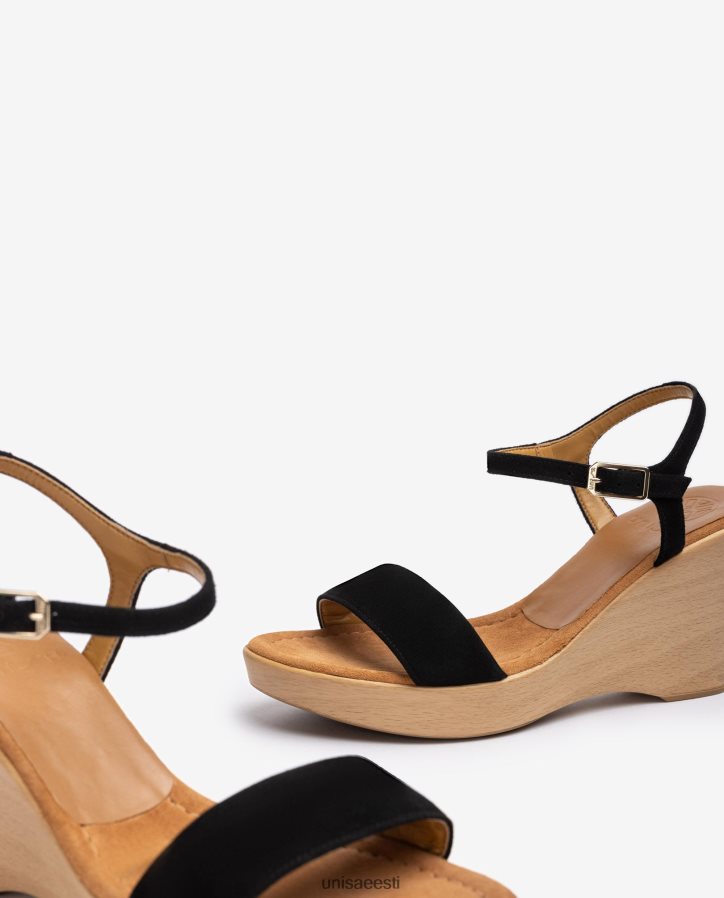 Unisa 88PPB4248 plokiga seemisnahast sandaal naised must