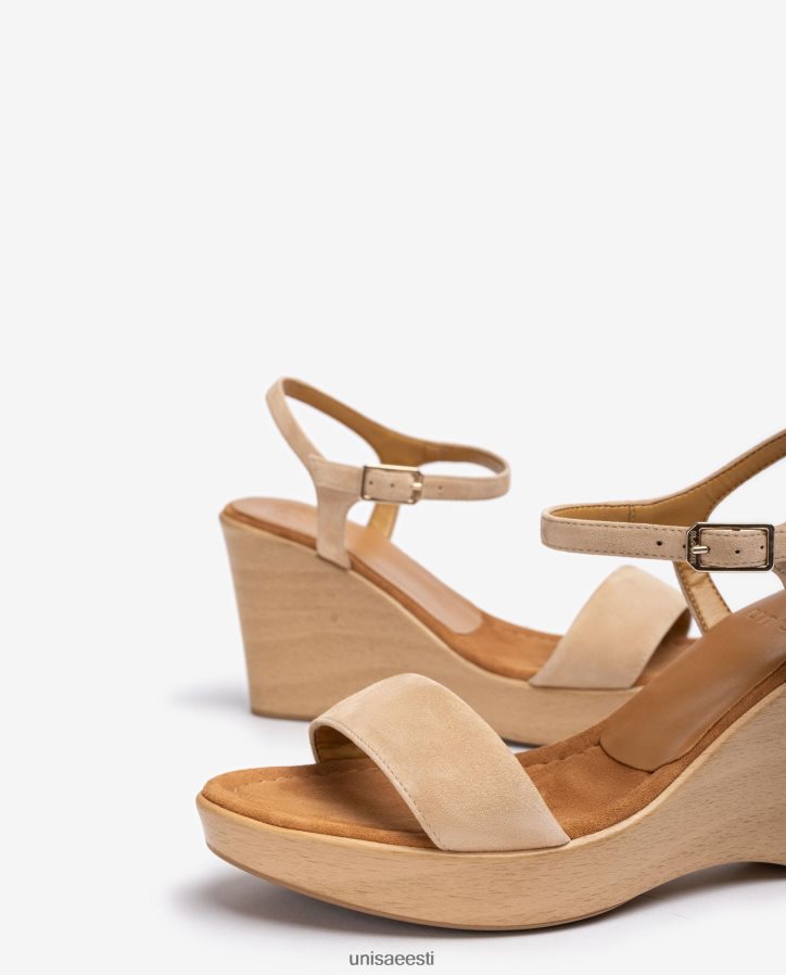 Unisa 88PPB4251 plokiga seemisnahast sandaal naised beež