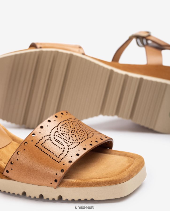 Unisa 88PPB4292 dekoratiivse perforatsiooniga sandaal vampil naised pruun