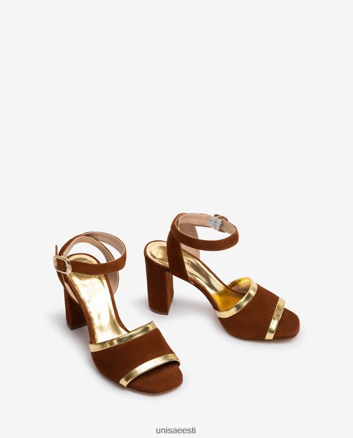 Unisa 88PPB41305 metallilise efektiga seemisnahast ja nahast sandaalid naised pruun