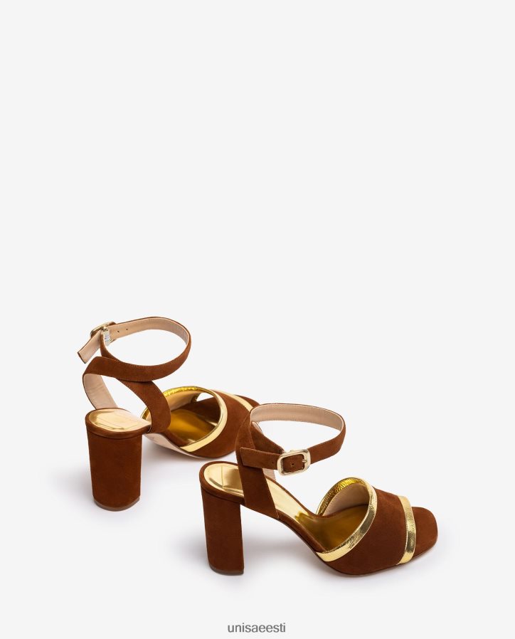 Unisa 88PPB41305 metallilise efektiga seemisnahast ja nahast sandaalid naised pruun