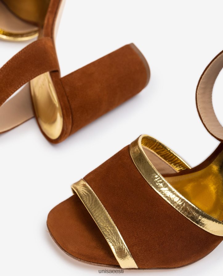 Unisa 88PPB41305 metallilise efektiga seemisnahast ja nahast sandaalid naised pruun