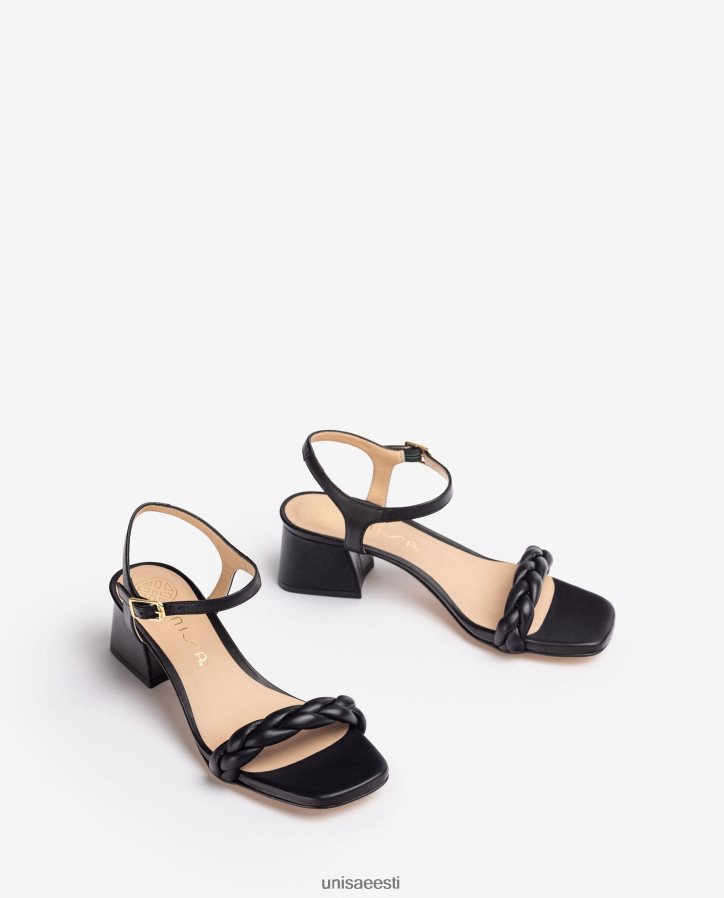 Unisa 88PPB4144 punutud rihmaga sandaal naised must