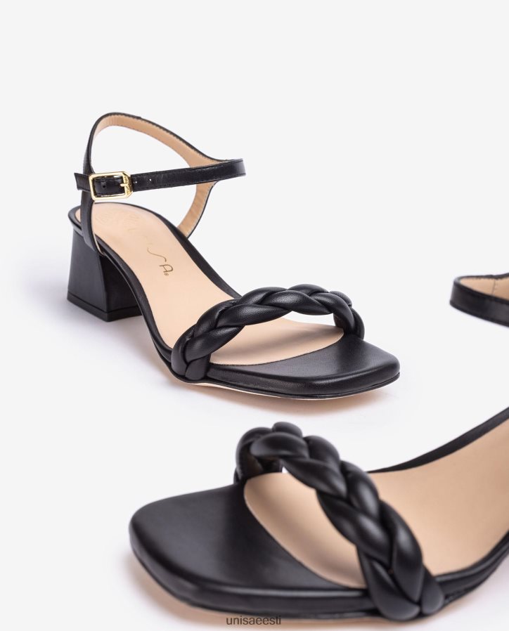 Unisa 88PPB4144 punutud rihmaga sandaal naised must
