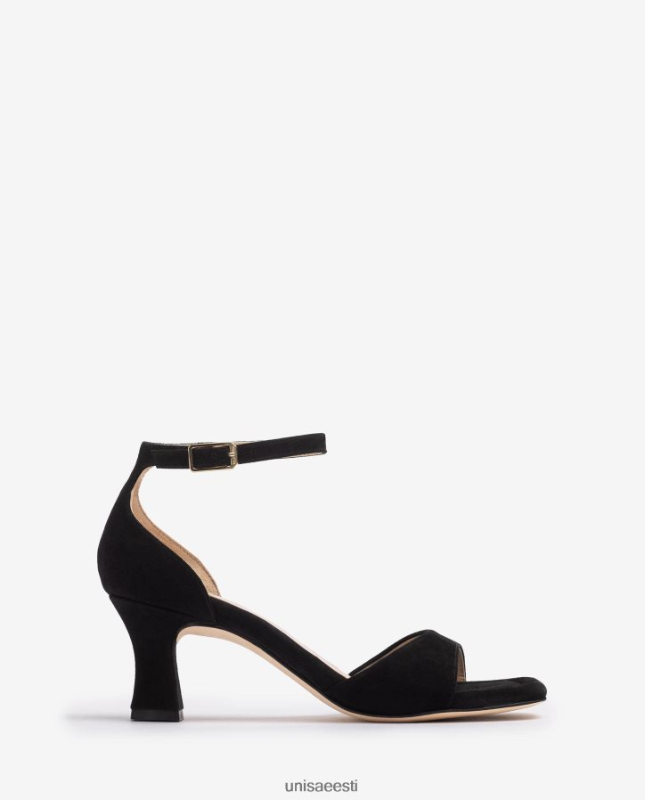 Unisa 88PPB4194 keskmise kontsaga seemisnahast sandaal naised must