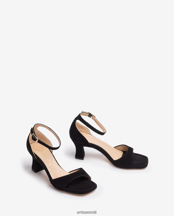 Unisa 88PPB4194 keskmise kontsaga seemisnahast sandaal naised must