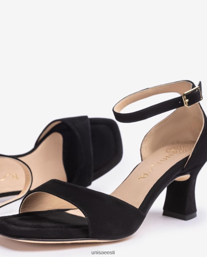 Unisa 88PPB4194 keskmise kontsaga seemisnahast sandaal naised must