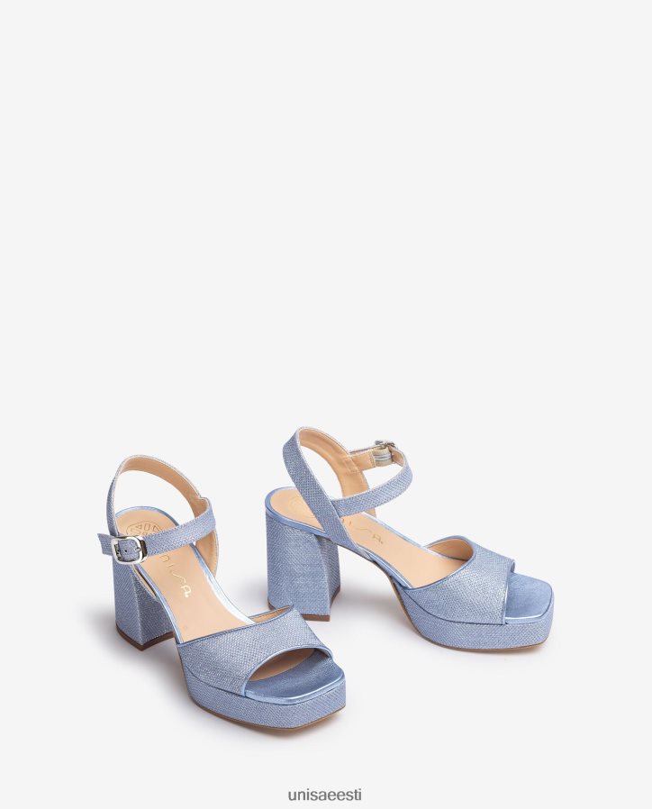 Unisa 88PPB4222 läikivast kangast laia kontsaga sandaal naised sinine