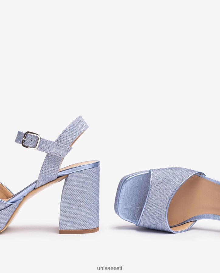 Unisa 88PPB4222 läikivast kangast laia kontsaga sandaal naised sinine