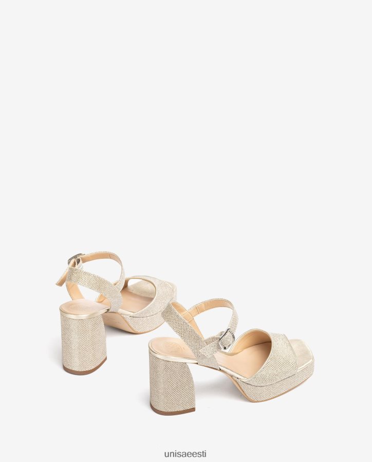 Unisa 88PPB4223 läikivast kangast laia kontsaga sandaal naised kullast
