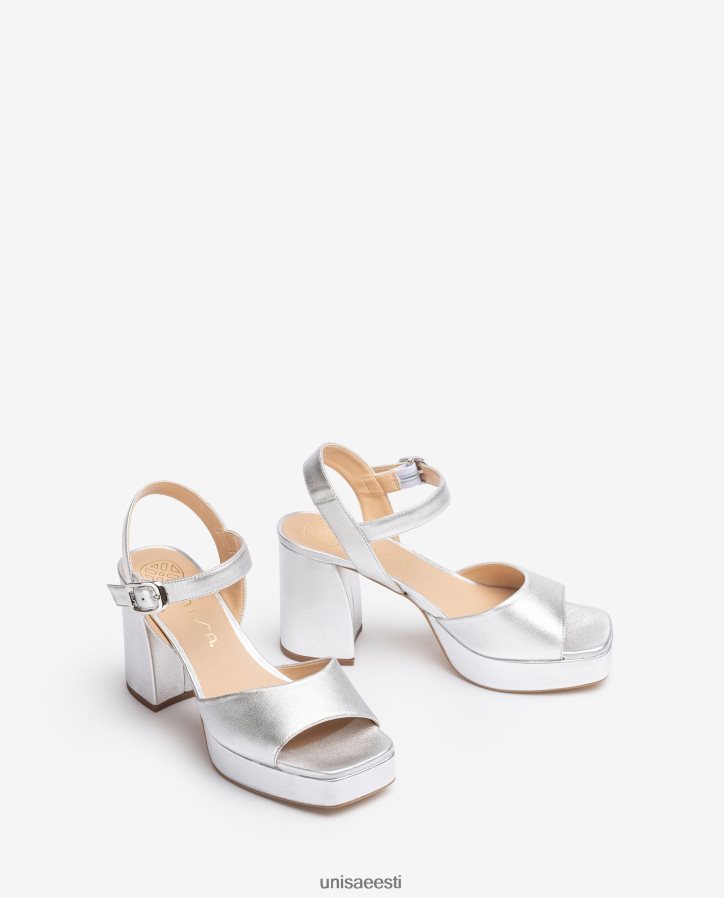 Unisa 88PPB4226 laia kontsaga metallist nahast efektiga sandaal naised hõbedane