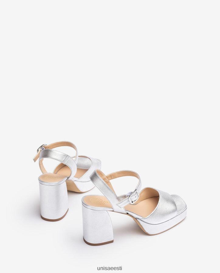Unisa 88PPB4226 laia kontsaga metallist nahast efektiga sandaal naised hõbedane