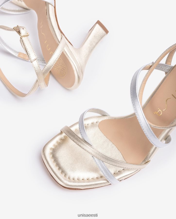 Unisa 88PPB4267 metallilise efektiga nahast rihmaga sandaal naised kullast