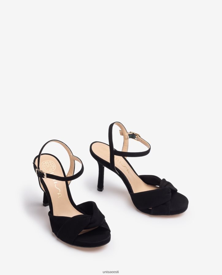 Unisa 88PPB4289 crossover vamp kõrge kontsaga sandaalid naised must