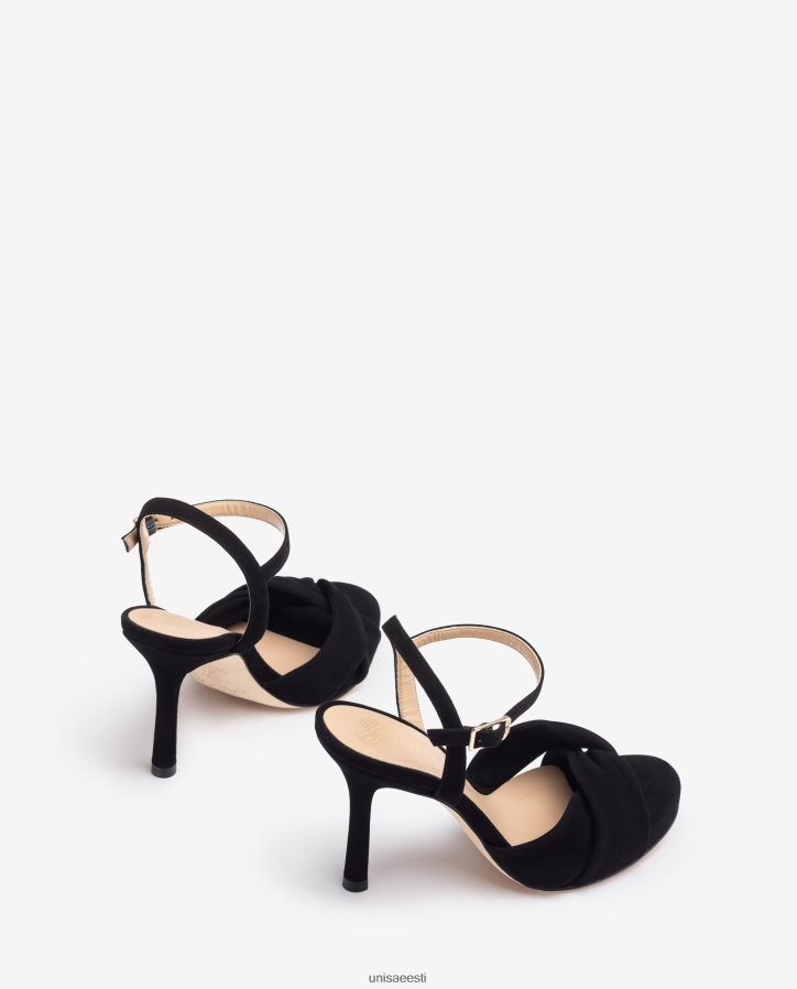 Unisa 88PPB4289 crossover vamp kõrge kontsaga sandaalid naised must