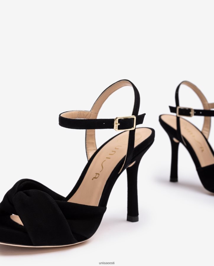 Unisa 88PPB4289 crossover vamp kõrge kontsaga sandaalid naised must
