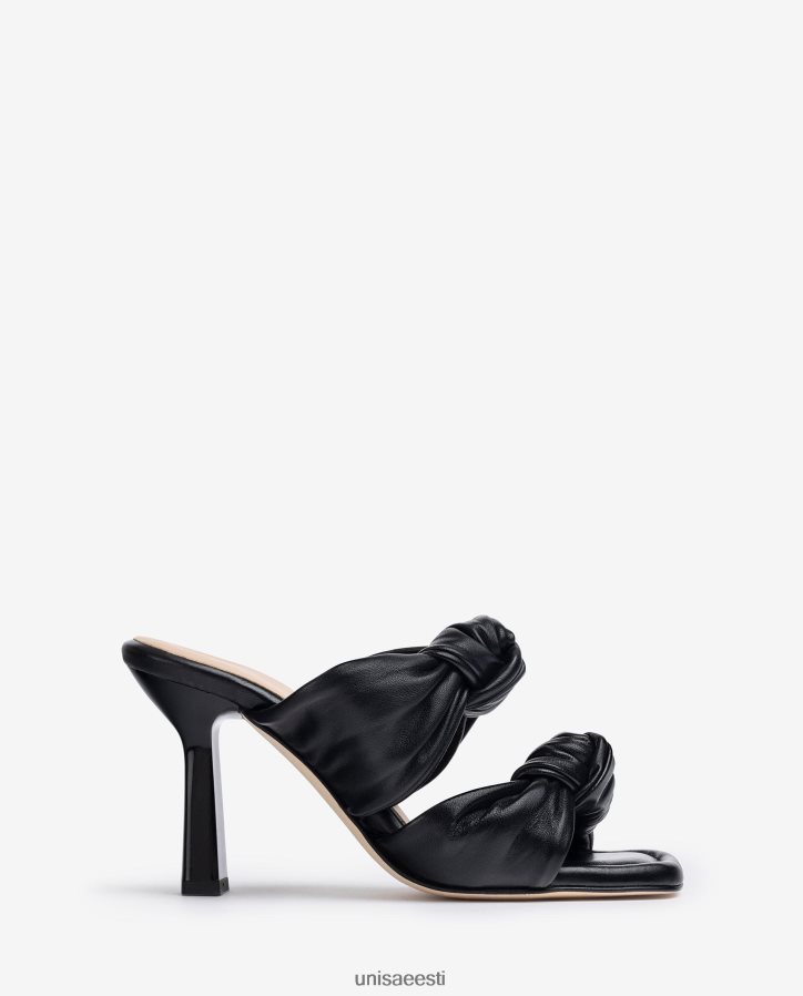 Unisa 88PPB4301 sõlmedega nahast sandaalid naised must