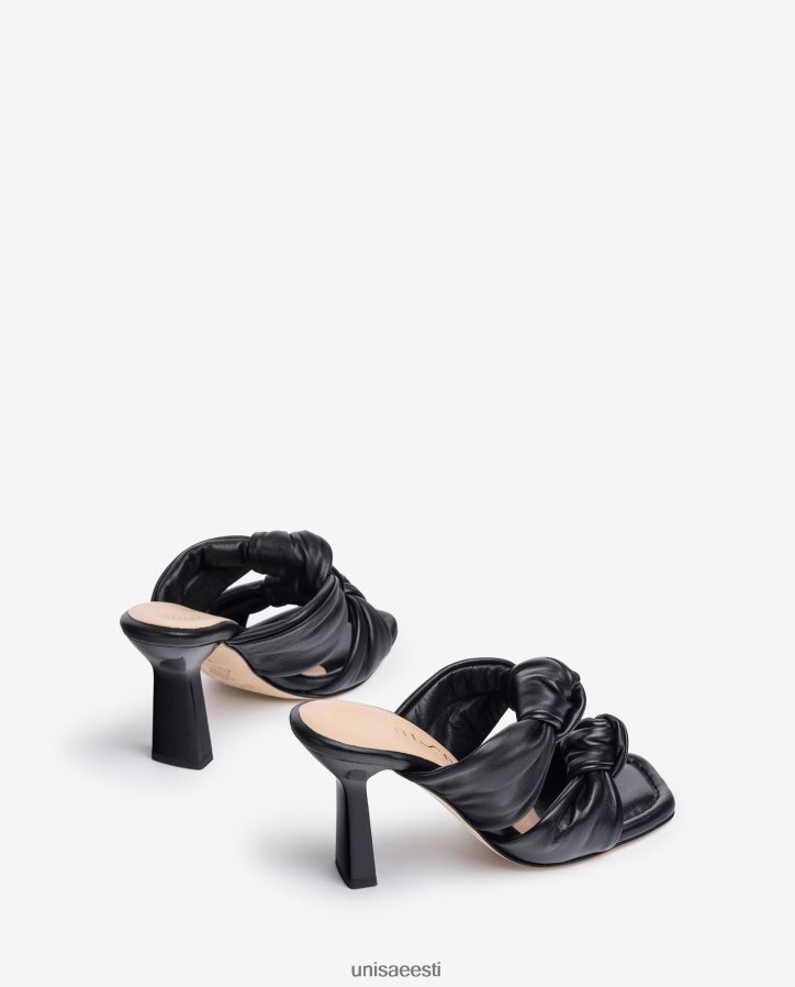 Unisa 88PPB4301 sõlmedega nahast sandaalid naised must