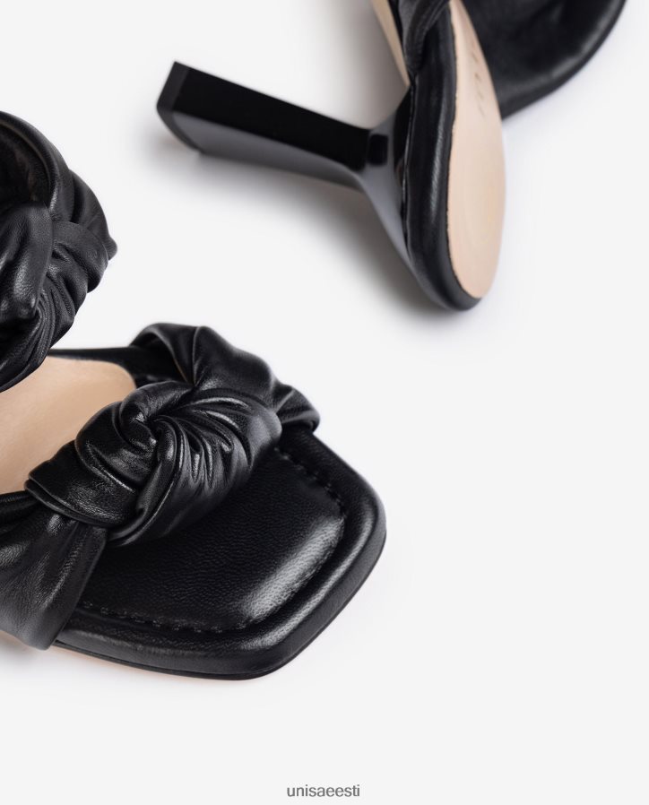 Unisa 88PPB4301 sõlmedega nahast sandaalid naised must