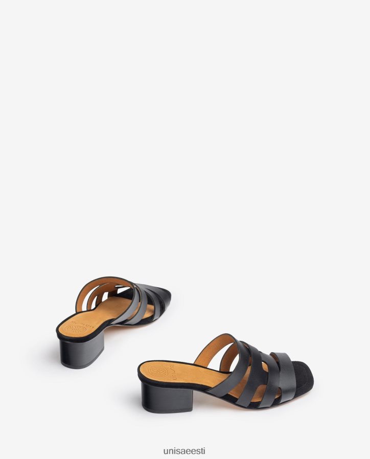 Unisa 88PPB4303 laiad dekoratiivse perforatsiooniga sandaalid naised must