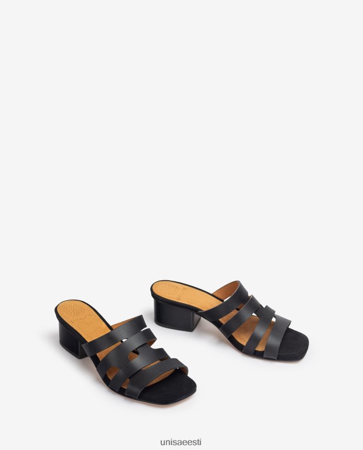 Unisa 88PPB4303 laiad dekoratiivse perforatsiooniga sandaalid naised must
