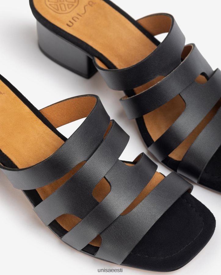 Unisa 88PPB4303 laiad dekoratiivse perforatsiooniga sandaalid naised must