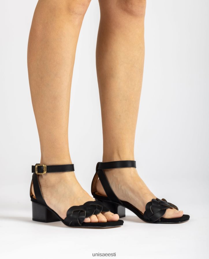 Unisa 88PPB4305 dekoratiivse perforatsiooniga sandaal vampil naised must