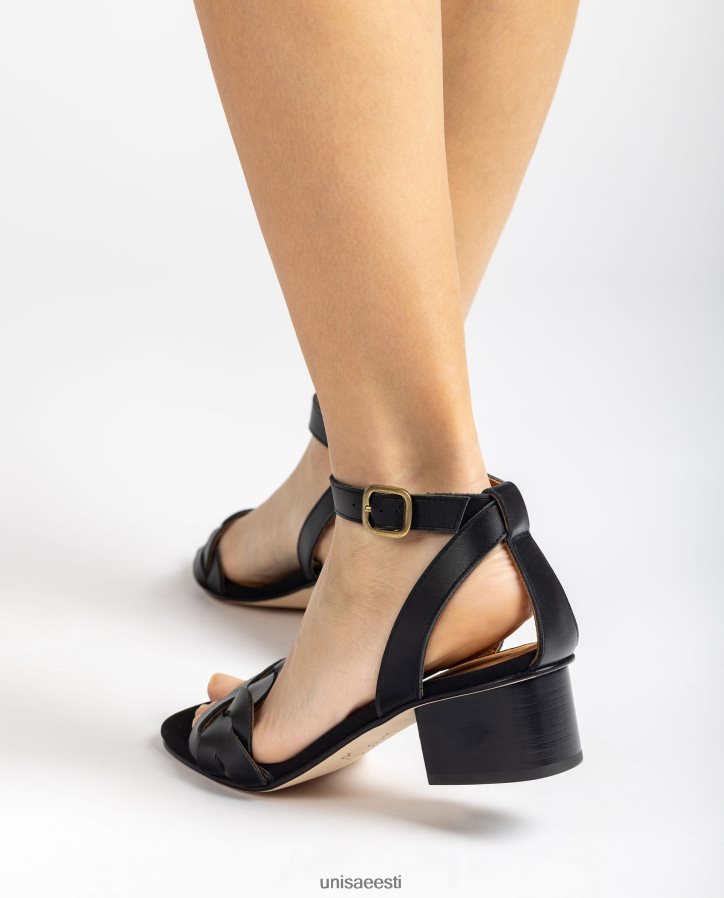 Unisa 88PPB4305 dekoratiivse perforatsiooniga sandaal vampil naised must