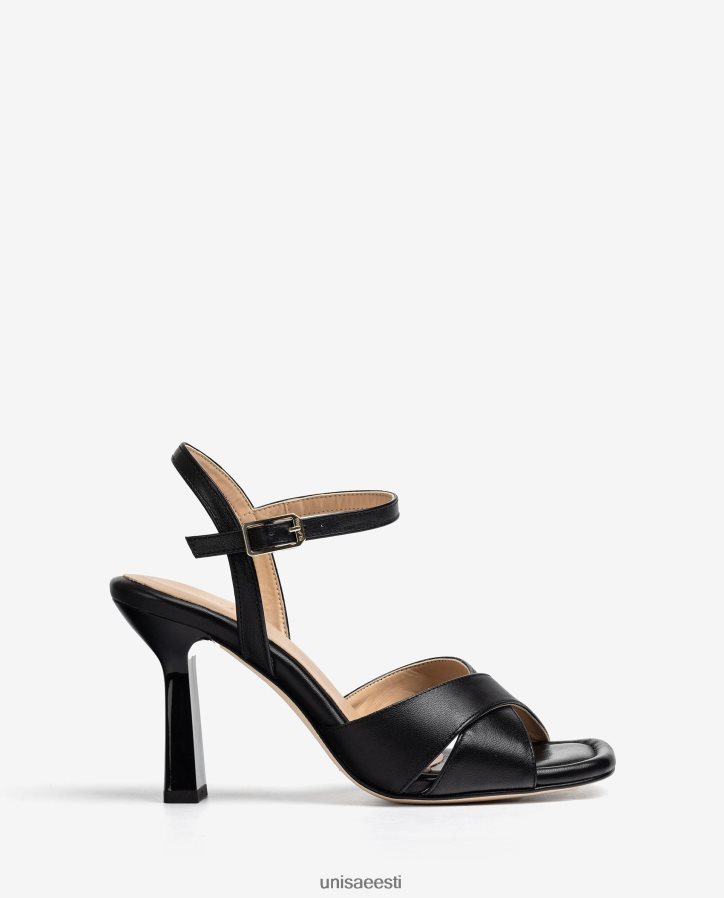 Unisa 88PPB4338 ristatud nahast rihmad sandaalid naised must