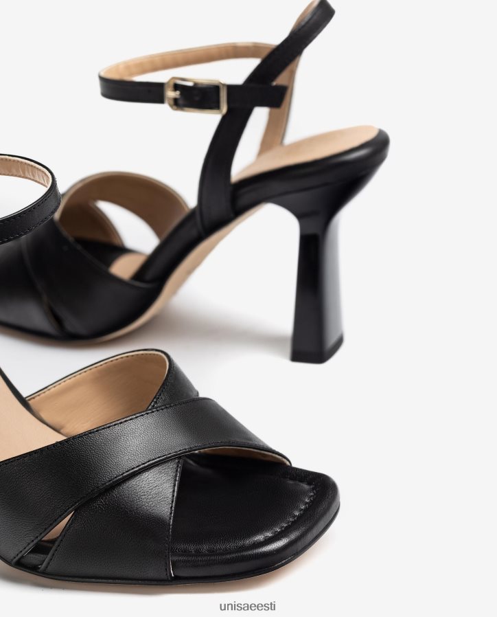 Unisa 88PPB4338 ristatud nahast rihmad sandaalid naised must