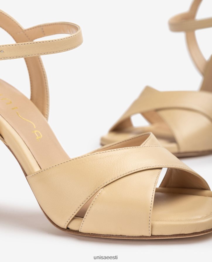 Unisa 88PPB4339 ristatud nahast rihmad sandaalid naised beež