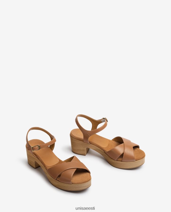 Unisa 88PPB4403 keskmise kõrgusega nahast sandaal naised pruun