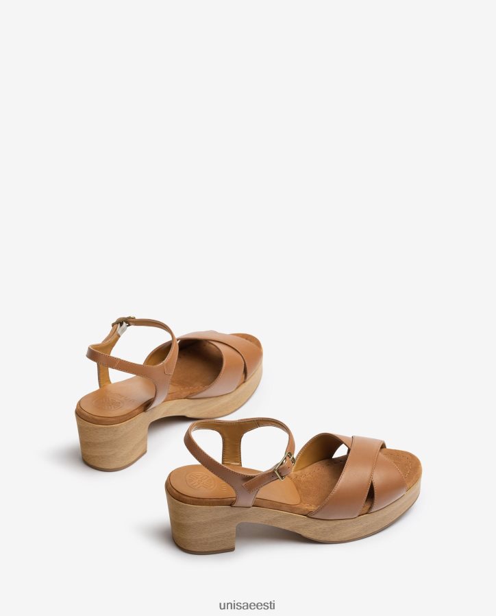 Unisa 88PPB4403 keskmise kõrgusega nahast sandaal naised pruun