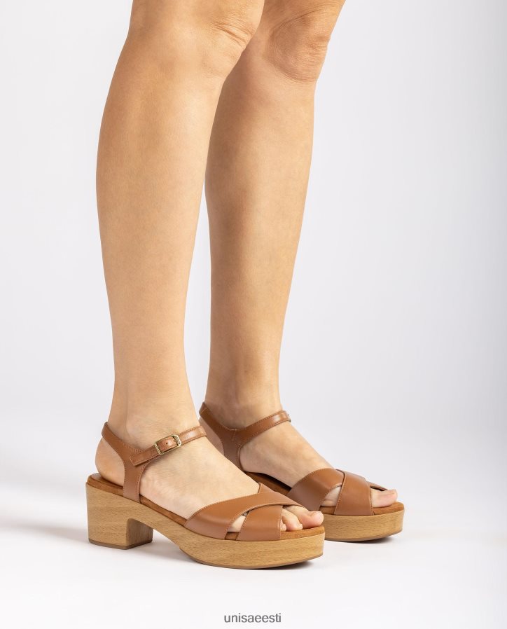 Unisa 88PPB4403 keskmise kõrgusega nahast sandaal naised pruun