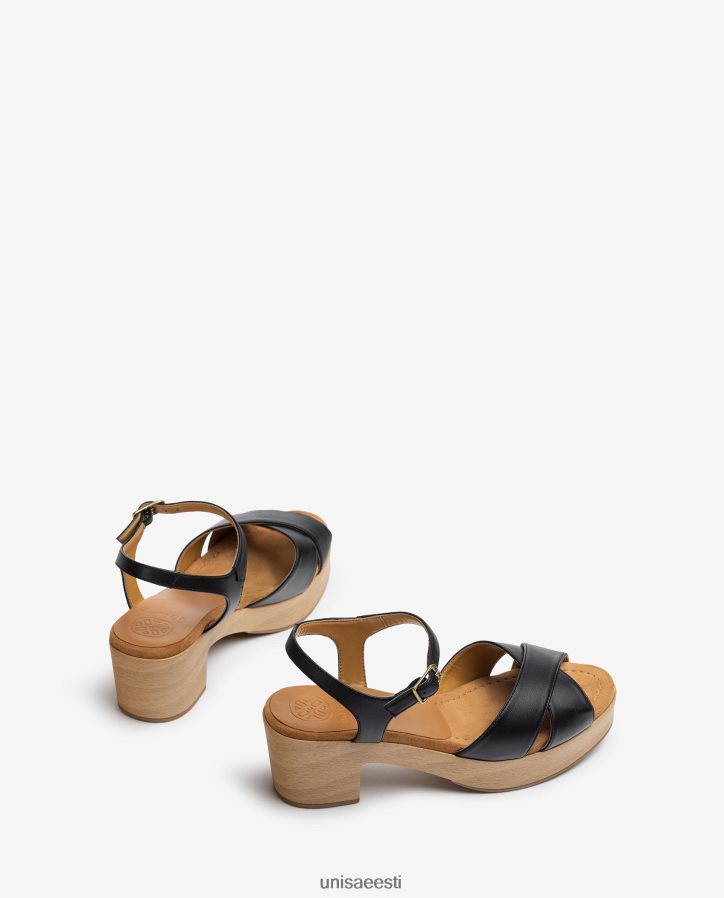 Unisa 88PPB4404 keskmise kõrgusega nahast sandaal naised must