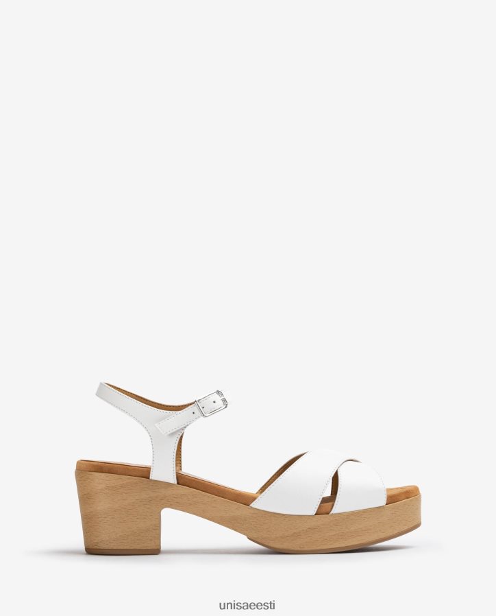 Unisa 88PPB4406 keskmise kõrgusega nahast sandaal naised valge
