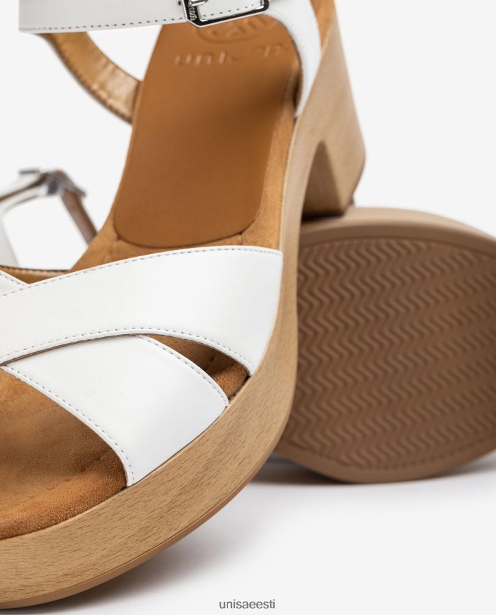 Unisa 88PPB4406 keskmise kõrgusega nahast sandaal naised valge