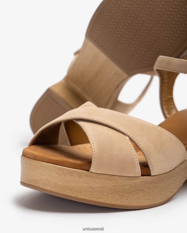 Unisa 88PPB4408 keskmise kõrgusega seemisnahast sandaal naised beež