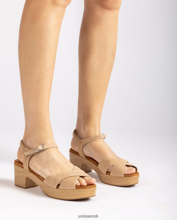 Unisa 88PPB4408 keskmise kõrgusega seemisnahast sandaal naised beež