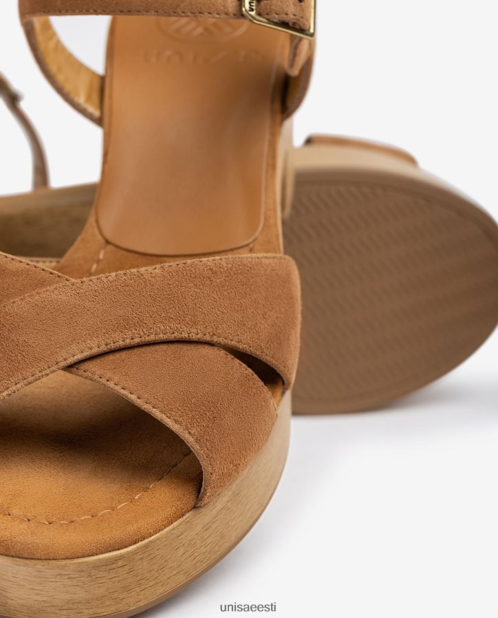 Unisa 88PPB4409 keskmise kõrgusega seemisnahast sandaal naised pruun
