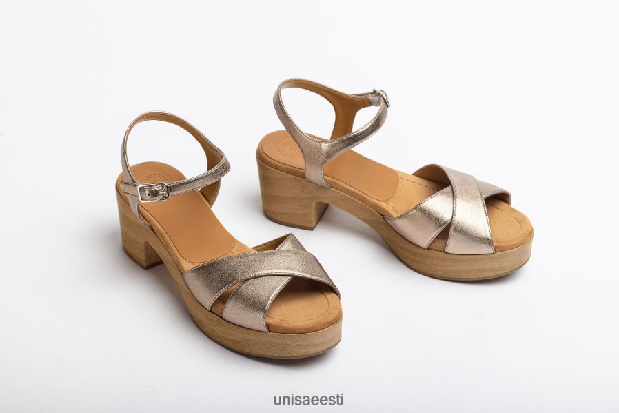 Unisa 88PPB4418 keskmise kõrgusega nahast sandaal naised pronksist