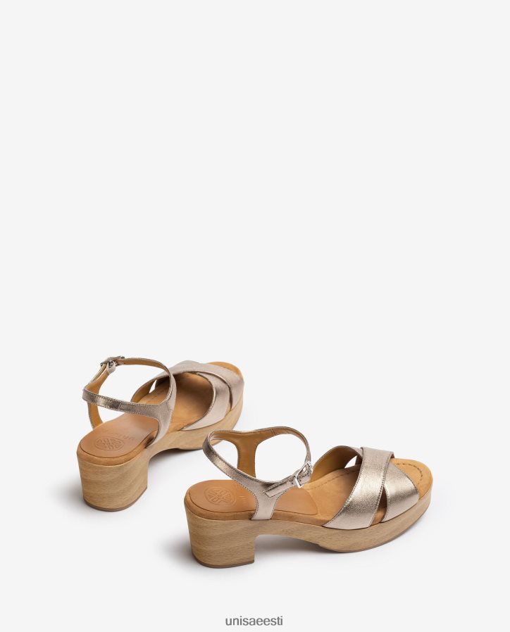 Unisa 88PPB4418 keskmise kõrgusega nahast sandaal naised pronksist