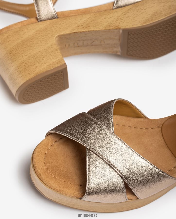 Unisa 88PPB4418 keskmise kõrgusega nahast sandaal naised pronksist