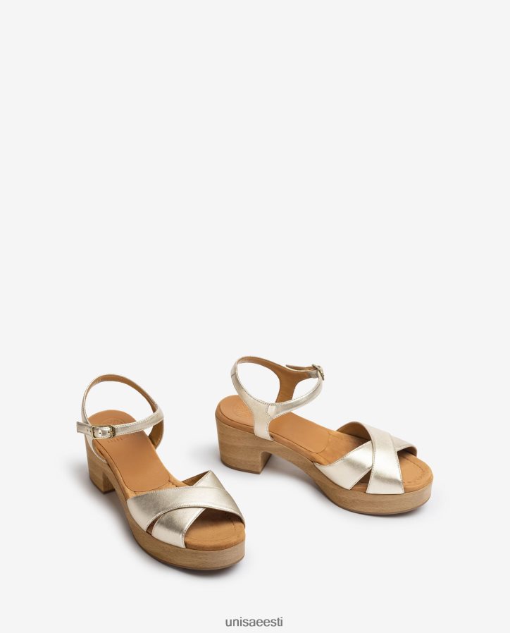 Unisa 88PPB4419 keskmise kõrgusega nahast sandaal naised kullast
