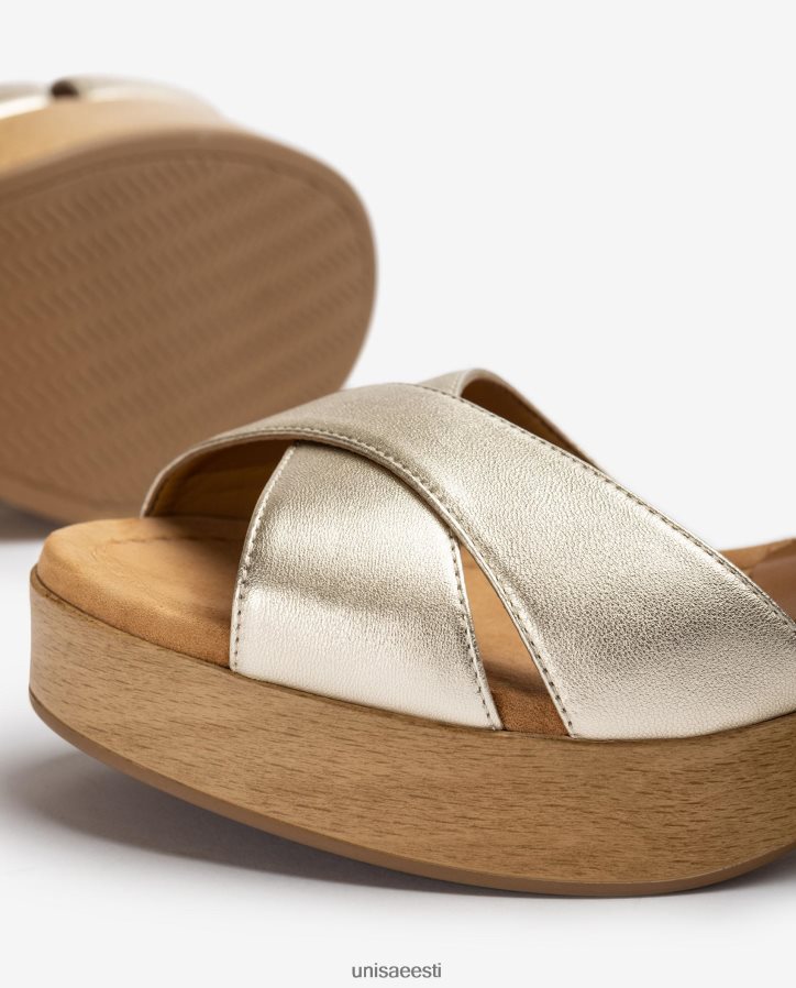 Unisa 88PPB4419 keskmise kõrgusega nahast sandaal naised kullast
