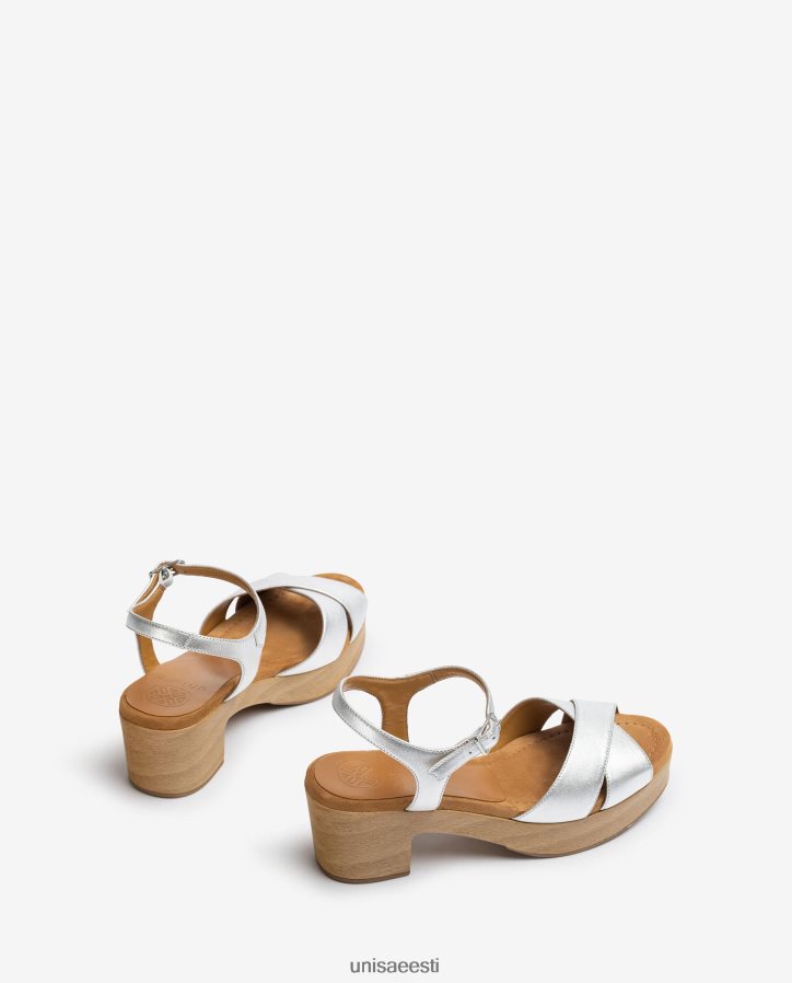 Unisa 88PPB4420 keskmise kõrgusega nahast sandaal naised hõbedane